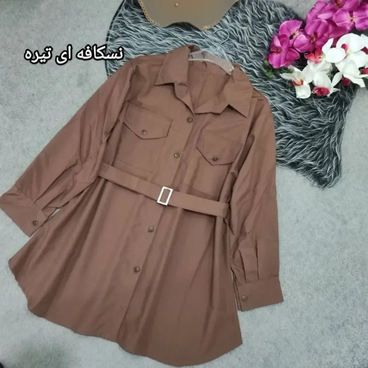تونیک جیب گلدوزی جنس بنگال رنگ سفید فری سایز تا 48