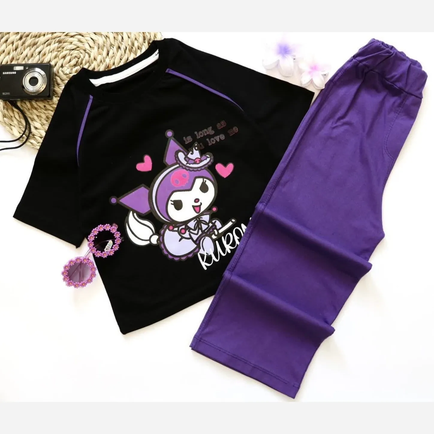تیشرت شلوار دخترانه مدل کرومی پنبه یکرو لاکرا سایز 45 تا 60