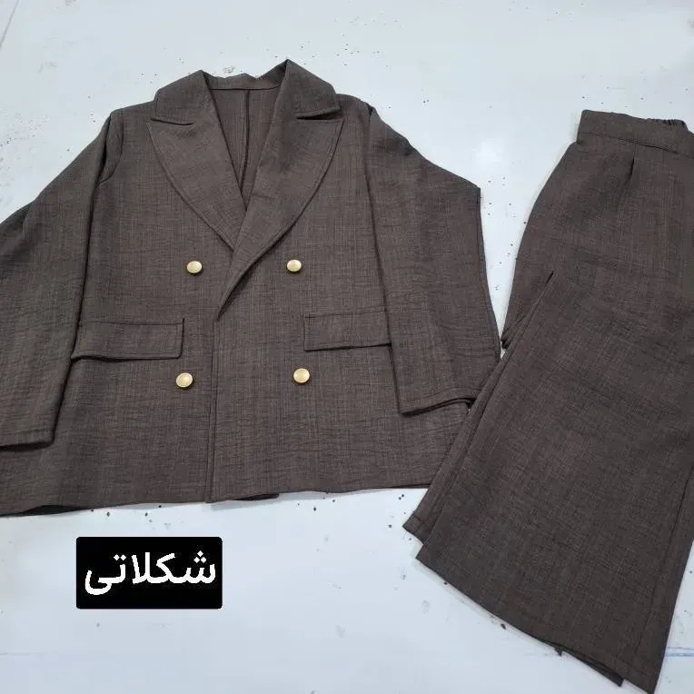 ست مانتو شلوار مازراتی و تور مشکی مزونی فری سایز تا 46 شلوار نیم بگ