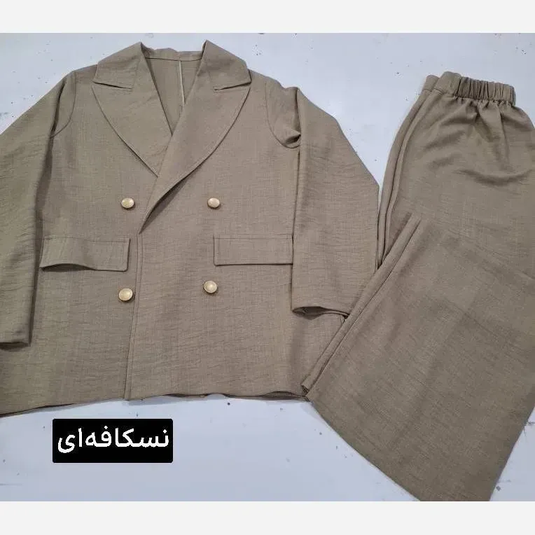 ست مانتو شلوار مازراتی و تور مشکی مزونی فری سایز تا 46 شلوار نیم بگ