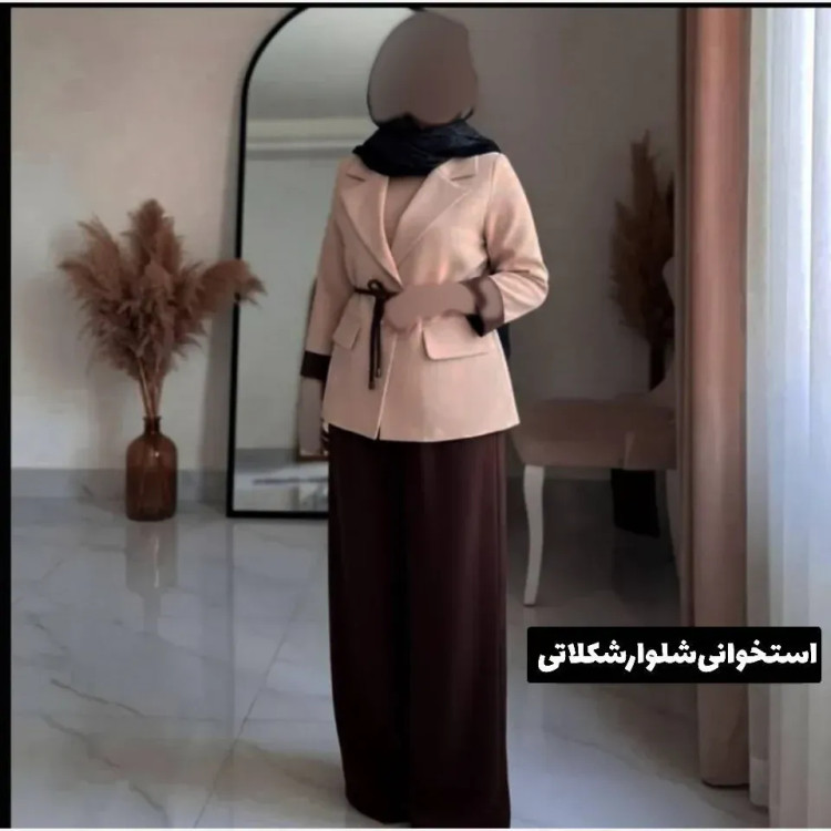 ست و شلوار زنانه مدل طنین جنس مازراتی سایز فری سایه تا 46