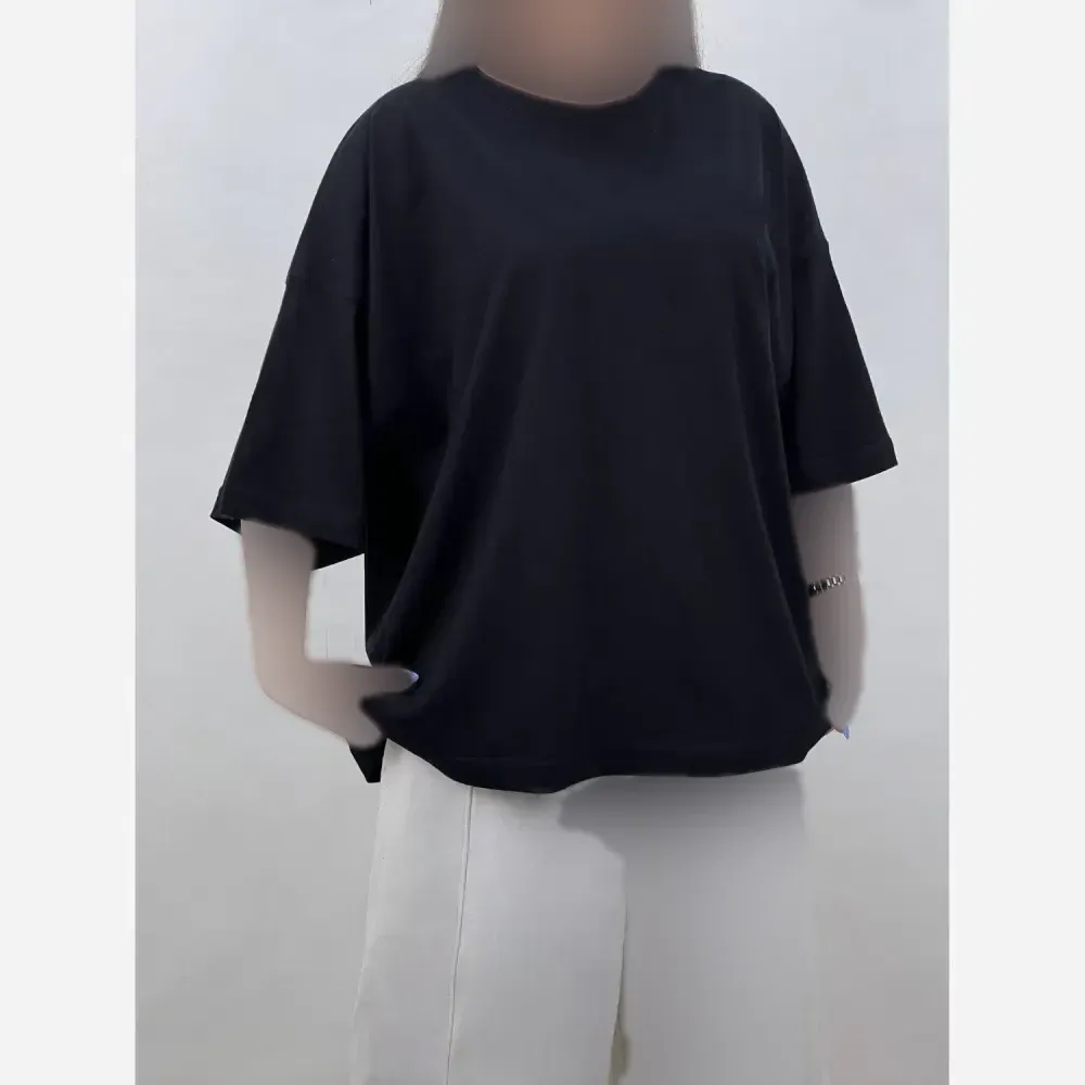 تیشرت باکسی ساده نخ پنبه اسپرت مشکی فری تا 50