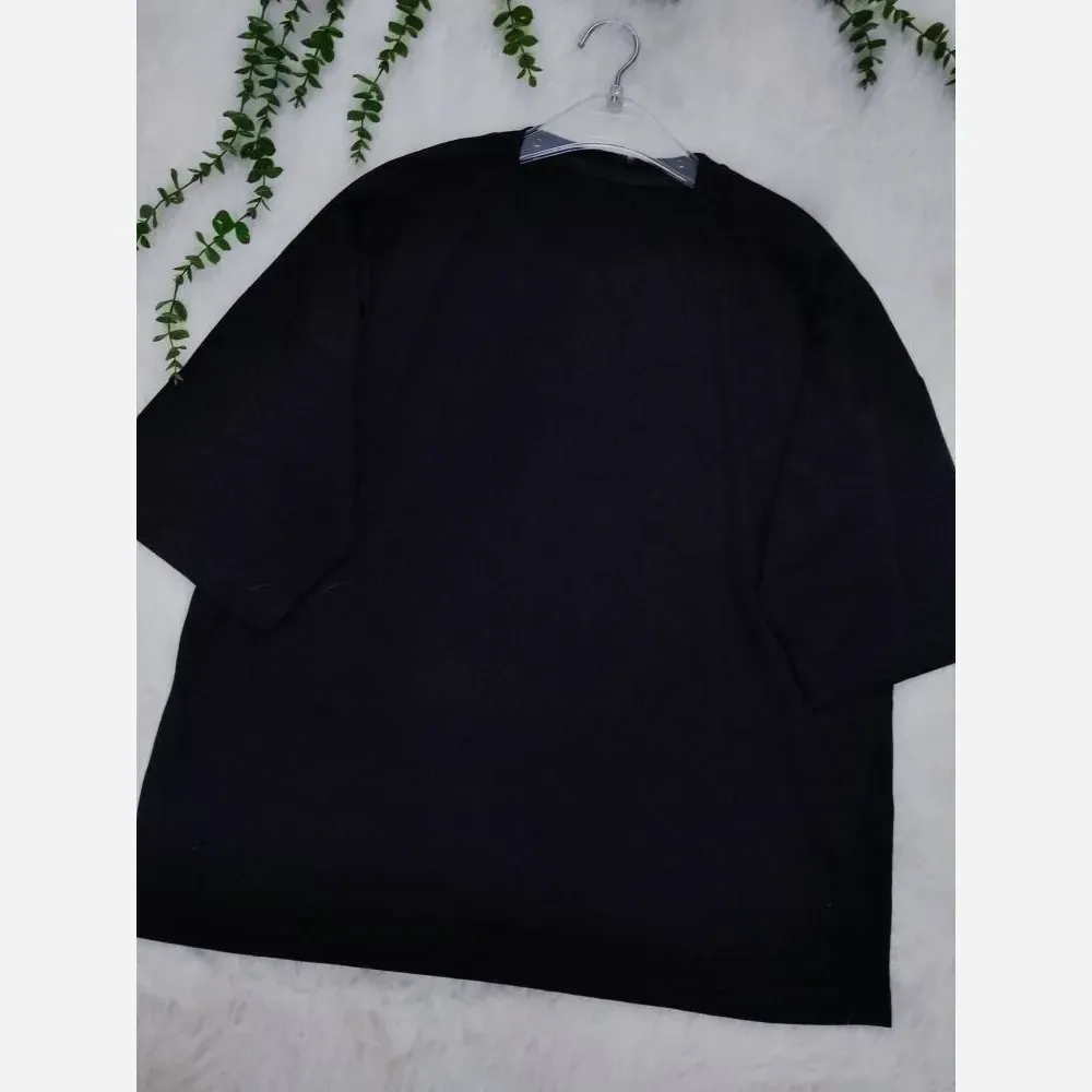 تیشرت باکسی ساده اسپرت نخ پنبه مشکی فری سایز تا 50