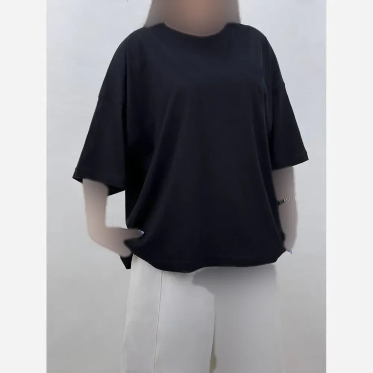 تیشرت باکسی ساده اسپرت نخ پنبه مشکی فری سایز تا 50