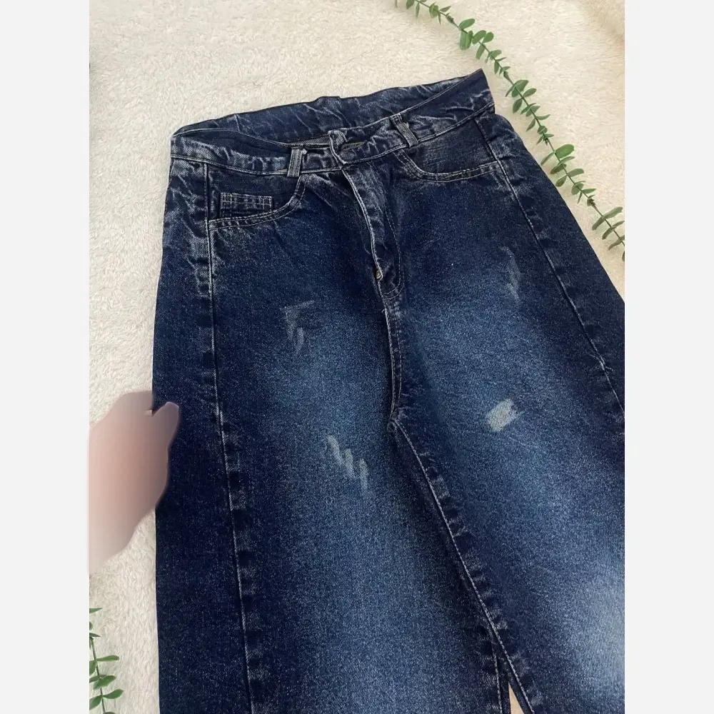شلوار شافل واید جیرور جین ترک رنگ بندی ابی تیره ابی روشن سورمه ای سبز سایز 40 تا 48