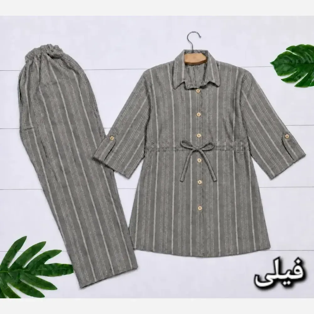 ست بلوز شلوار قواره دار زنانه جنس ویسکو الیزه فول کش سایز فری 38 تا 50