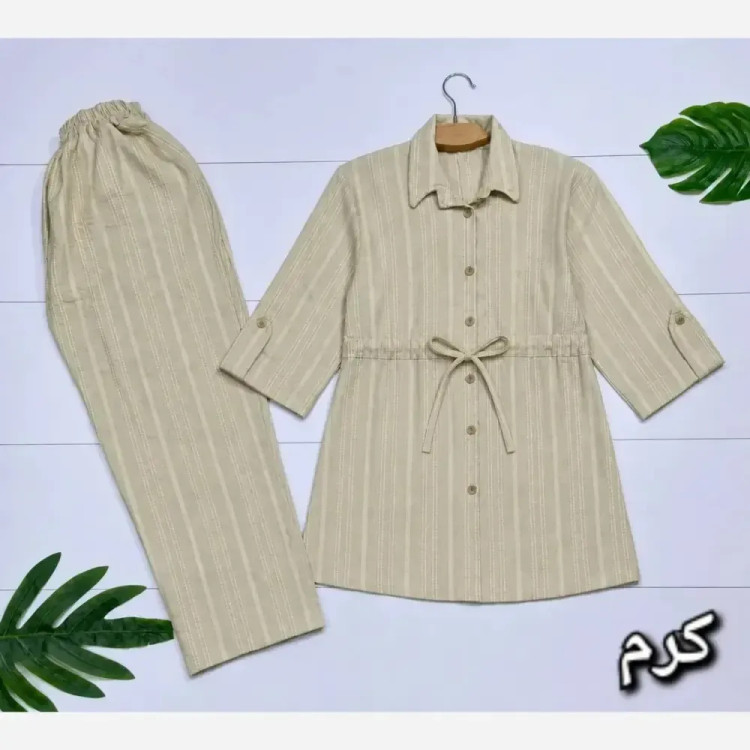 ست بلوز شلوار قواره دار زنانه جنس ویسکو الیزه فول کش سایز فری 38 تا 50