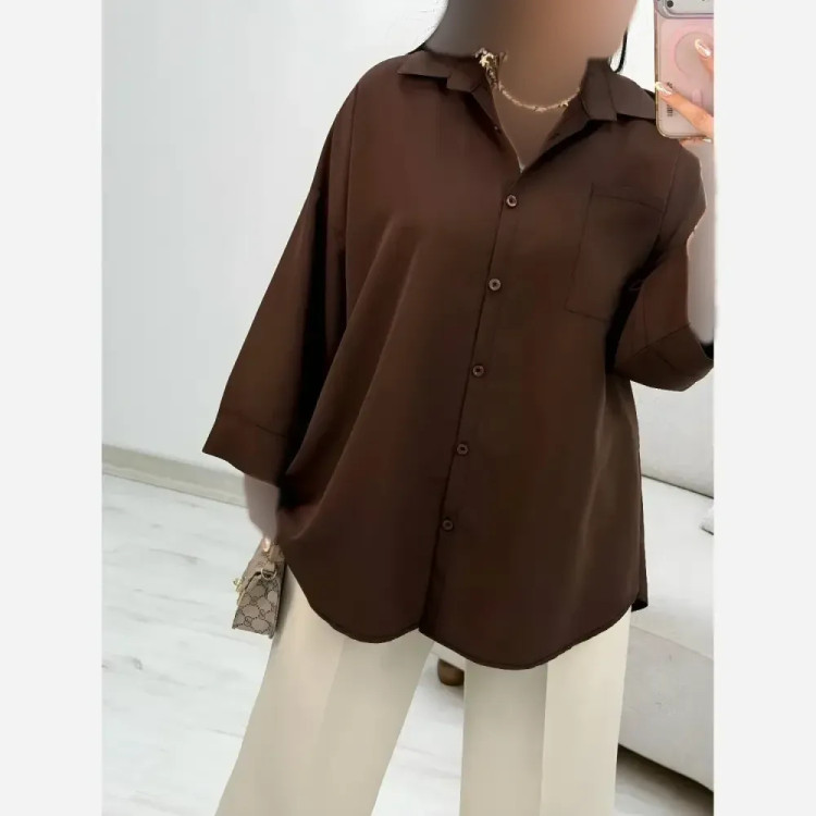 شومیز تک جیب ترمه جنس پری خنک فری سایز 38 تا 48