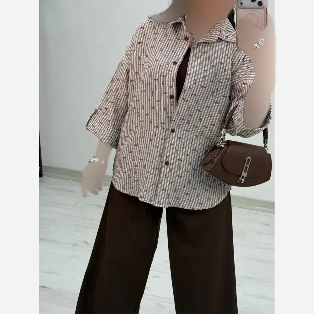 شومیز طرح دار الهام پنبه زارا شاین دار فری سایز 38 تا 46