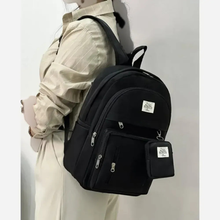 کوله پشتی زرین دیبا ضد آب با کیفیت عالی و سه زیپ و جای قمقمه اندازه 40*28 سانت مشکی کرم و تمام مشکی