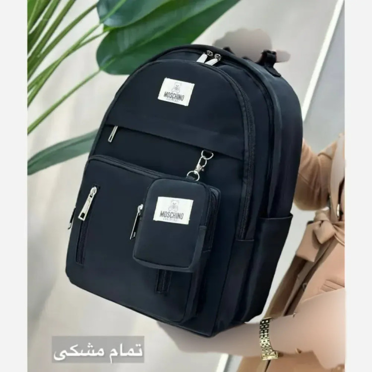 کوله پشتی زرین دیبا ضد آب با کیفیت عالی و سه زیپ و جای قمقمه اندازه 40*28 سانت مشکی کرم و تمام مشکی