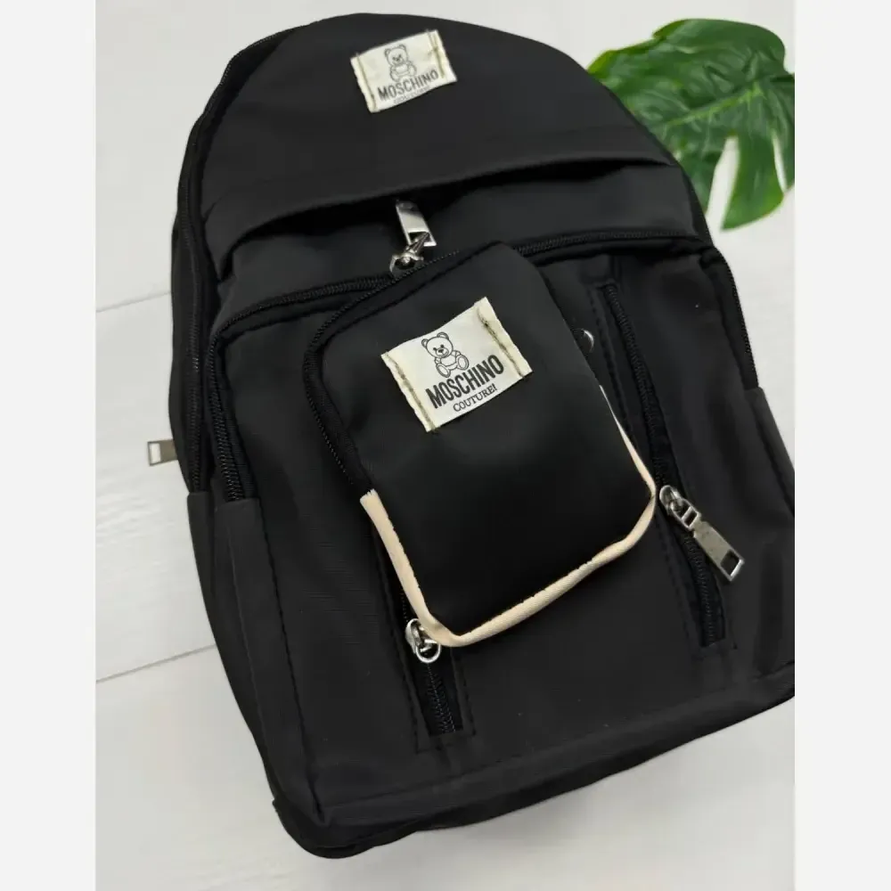 کوله پشتی زرین دیبا ضد آب با کیفیت عالی و سه زیپ و جای قمقمه اندازه 40*28 سانت مشکی کرم و تمام مشکی