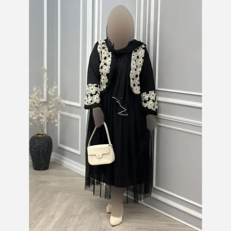 ست سه تیکه کت و دامن و شال مدل روناک جنس مازراتی و تور سایز فری 38 تا 46