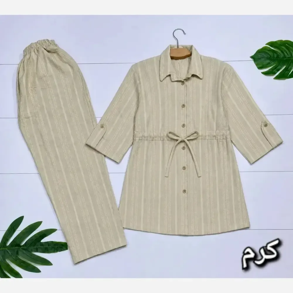 ست شومیز و شلوار شانتون زنانه فری سایز 38 تا 46
