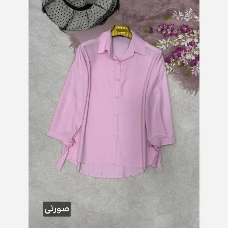 شومیز مانتویی مینا لنین ایرانی طوسی آبی سایز 38 تا 52