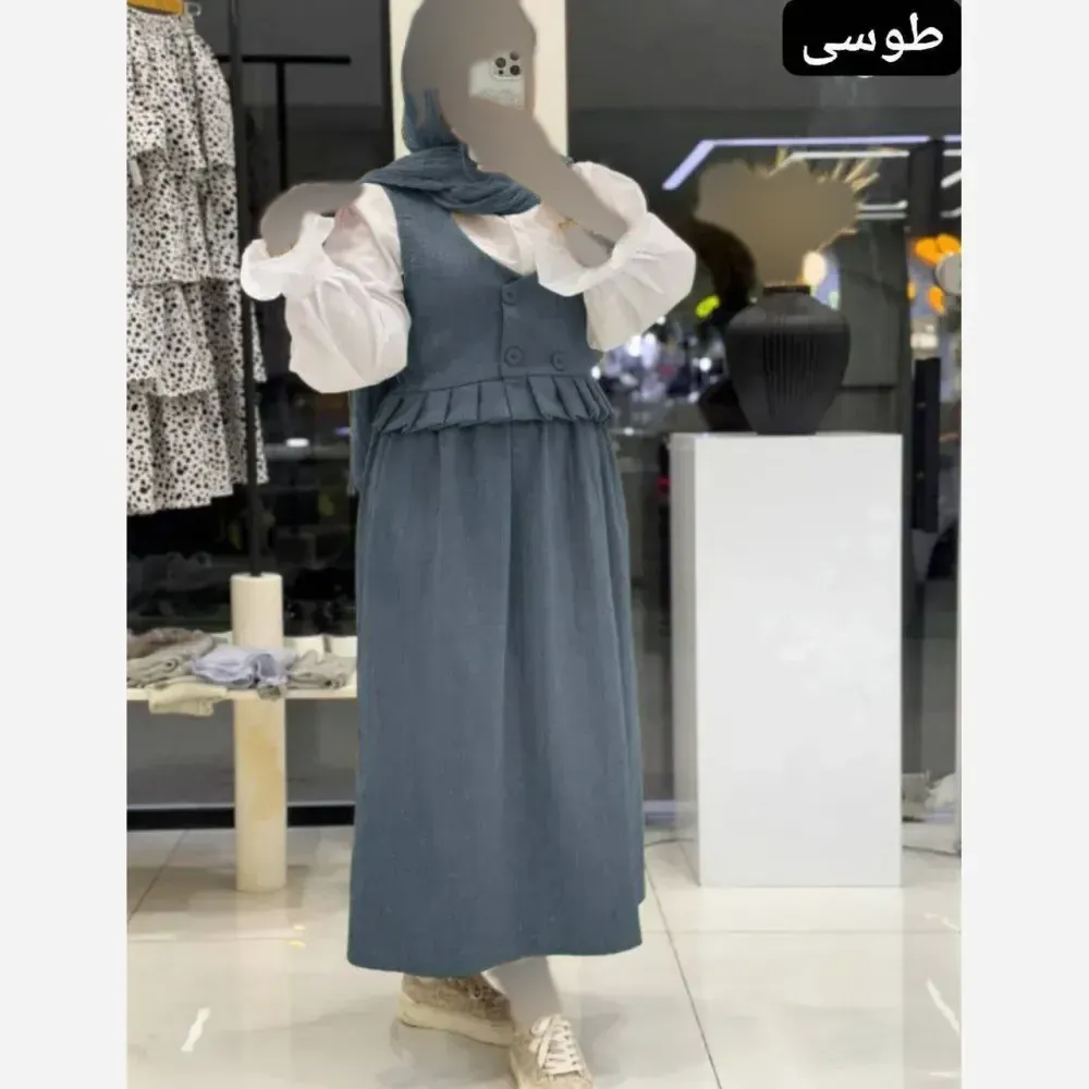 ست سه تیکه زنانه وست دامن شانتون شومیز داکرون فری سایز تا 48
