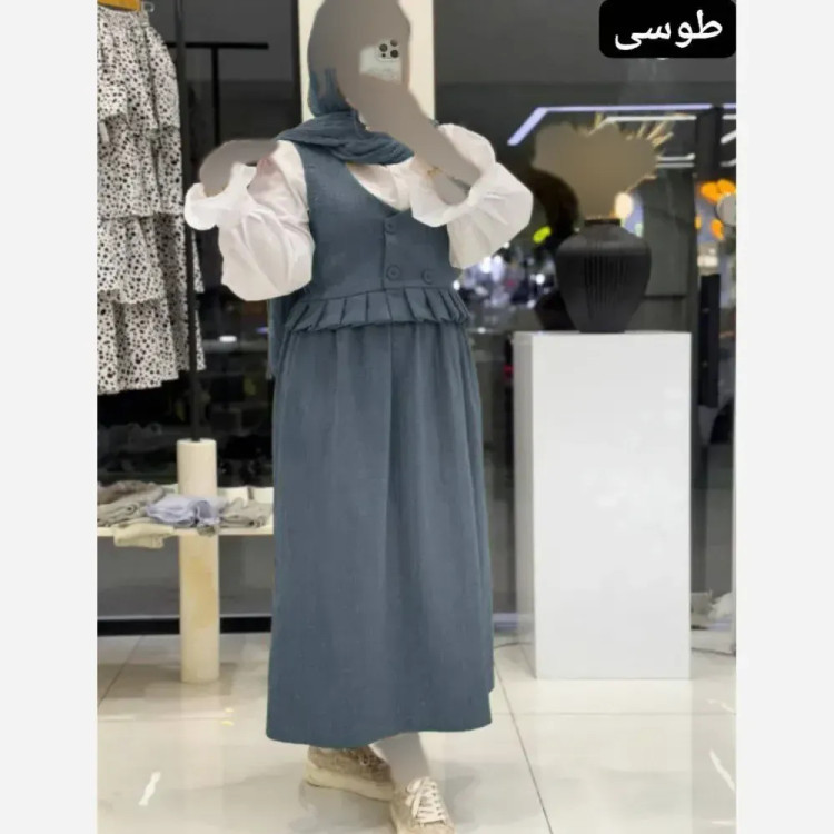ست سه تیکه زنانه وست دامن شانتون شومیز داکرون فری سایز تا 48