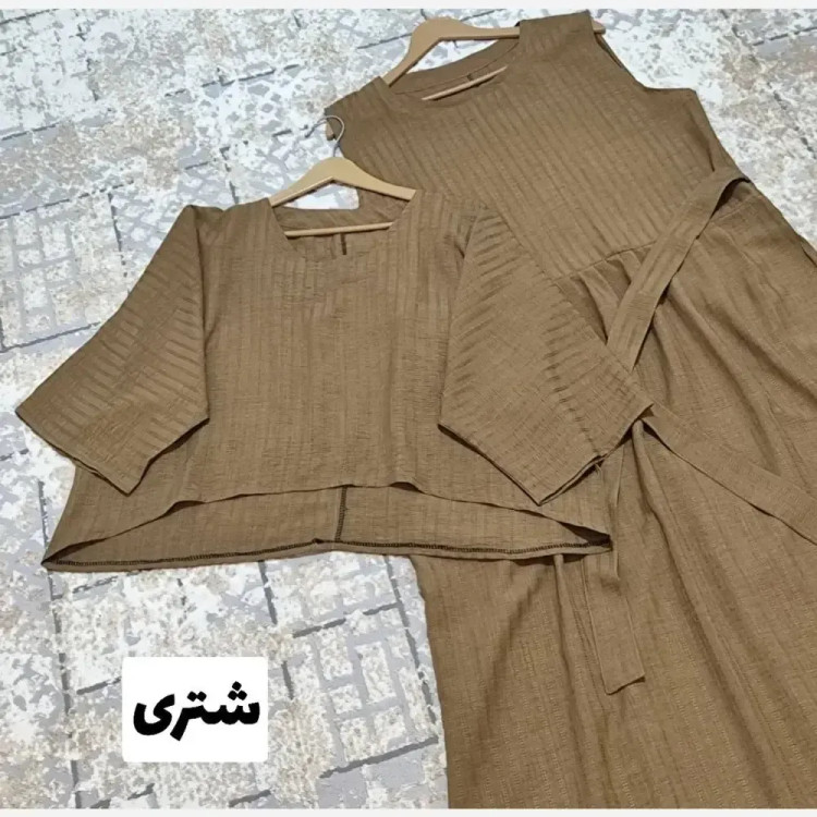ست شومیز دامن پلنگی جنس الیزه و مازراتی فری سایز تا 48