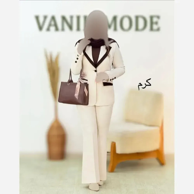 ست مانتو شلوار مازاراتی دبل گرم بالا مدل وایتی