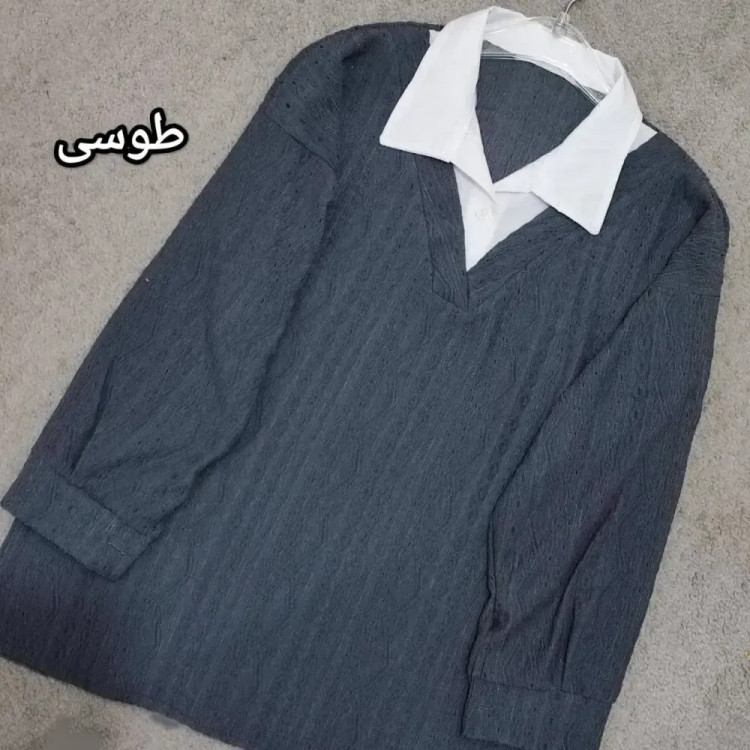شومیز مراکشی زنانه رنگ طوسی فری سایز تا 46