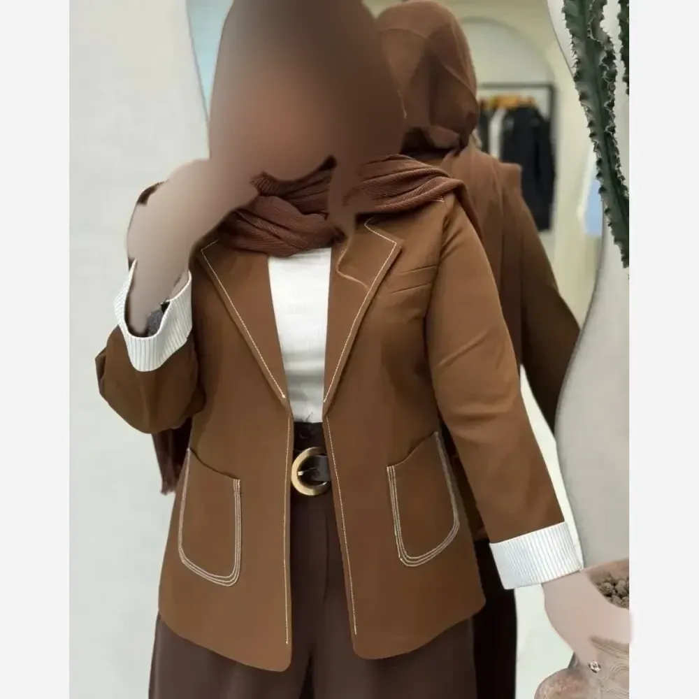 کت زنانه آستین دیپلمات جنس مازراتی درجه یک رنگ مشکی