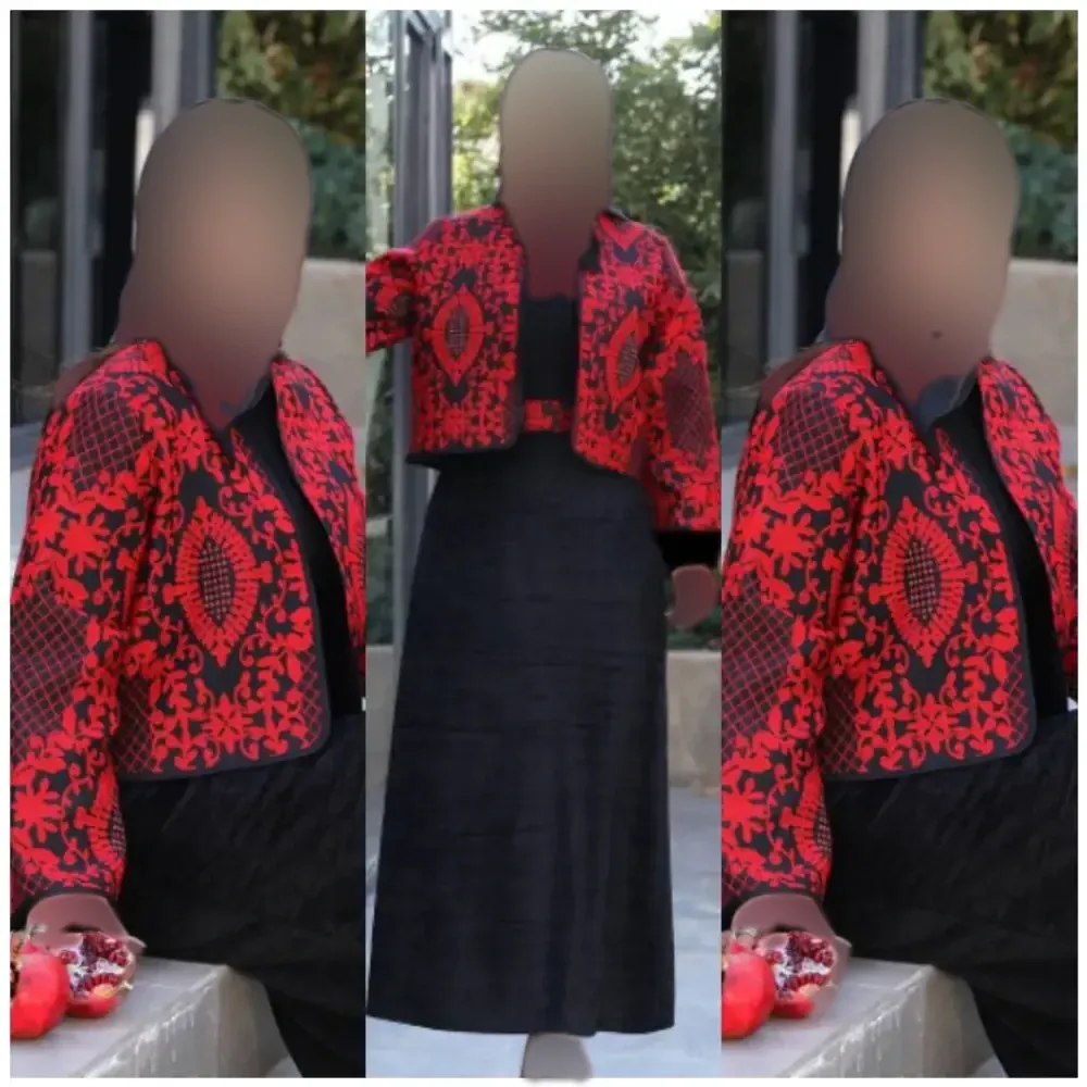 ست کت و سارافون زنانه مدل ترنج جنس کت تافته و سارافون کرپ اندونزی فری سایز