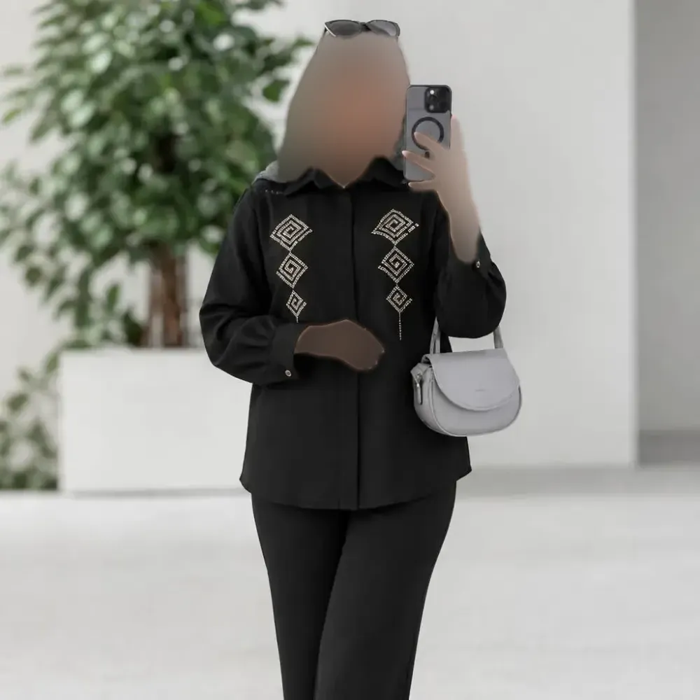 شلوار تک پاپیون دورس سه نخ مشکی سایز فری سایز 36 تا 46