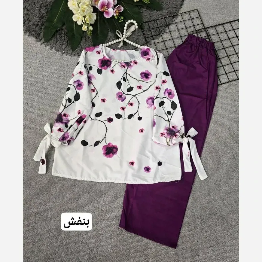 شومیز گلدون الیاف با کیفیت گلدوزی شده رنگ پسته ای فری سایز