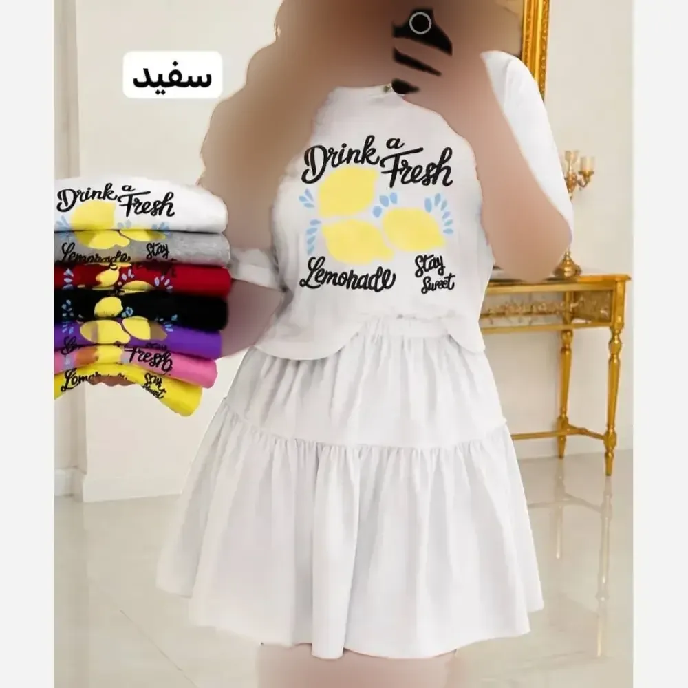 ست پولوشرت و شلوار زنانه نخ پنبه گلکسی رنگ مشکی سایز فری 36 تا 46