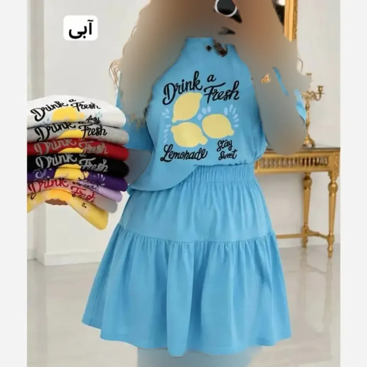 ست پولوشرت و شلوار زنانه نخ پنبه گلکسی رنگ مشکی سایز فری 36 تا 46