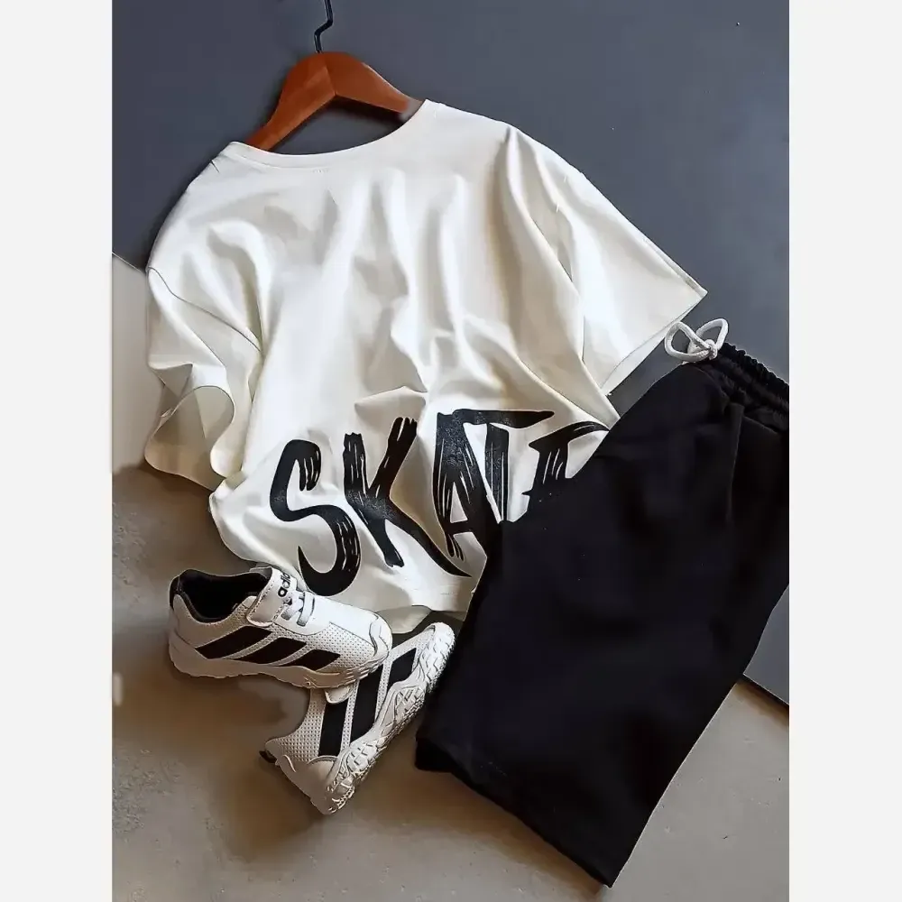 ست تیشرت و شلوارک اسپرت بچگانه نخ پنبه لی سایز 45 تا 60