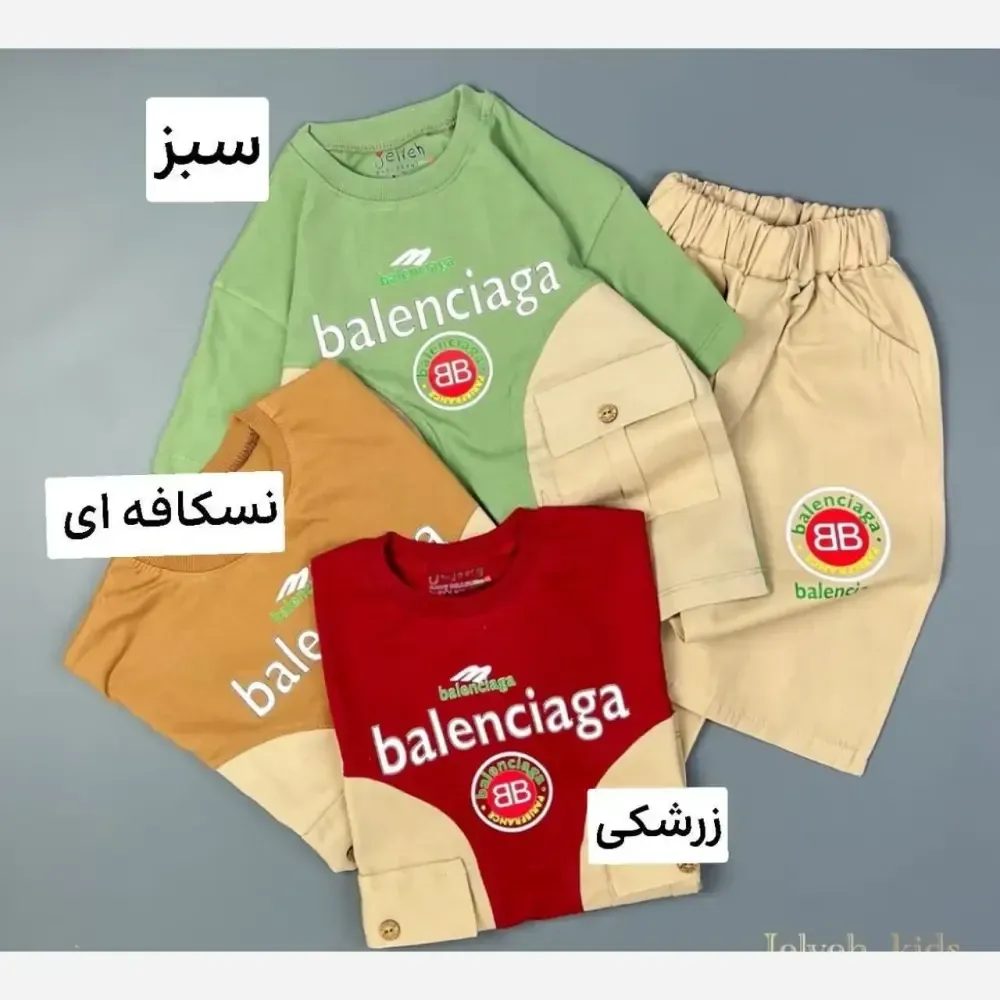 بلوز شلوارک طرح بالنسیاگا پنبه لاکرا و کتان سایز 45 تا 60