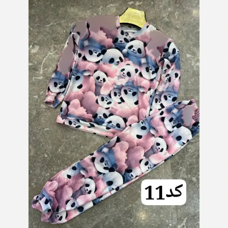 هودی و شلوار دورس پنبه لاکرادار مشکی طرح بالنسیاگا سایز 55