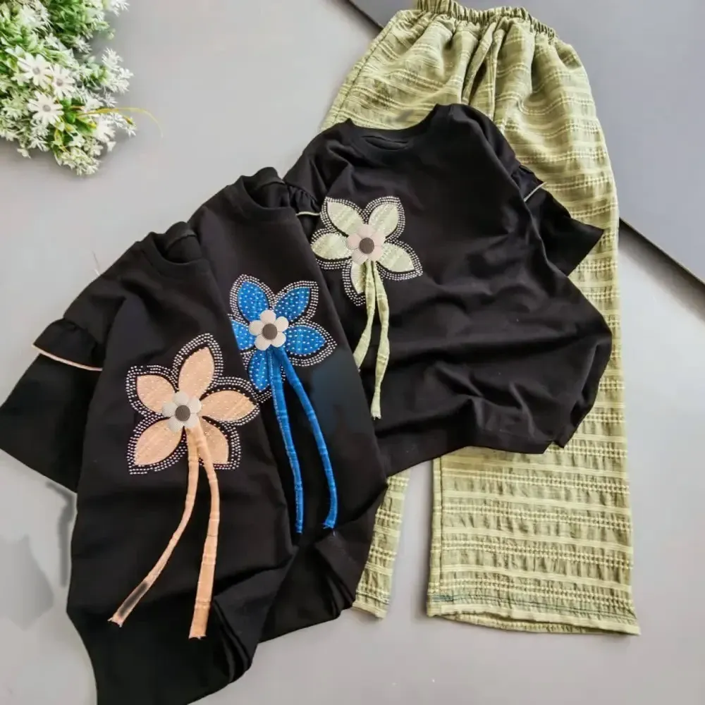 تیشرت پنبه یک رو نوجوان طرح 3 سبز و موکا سایز 60 تا 75