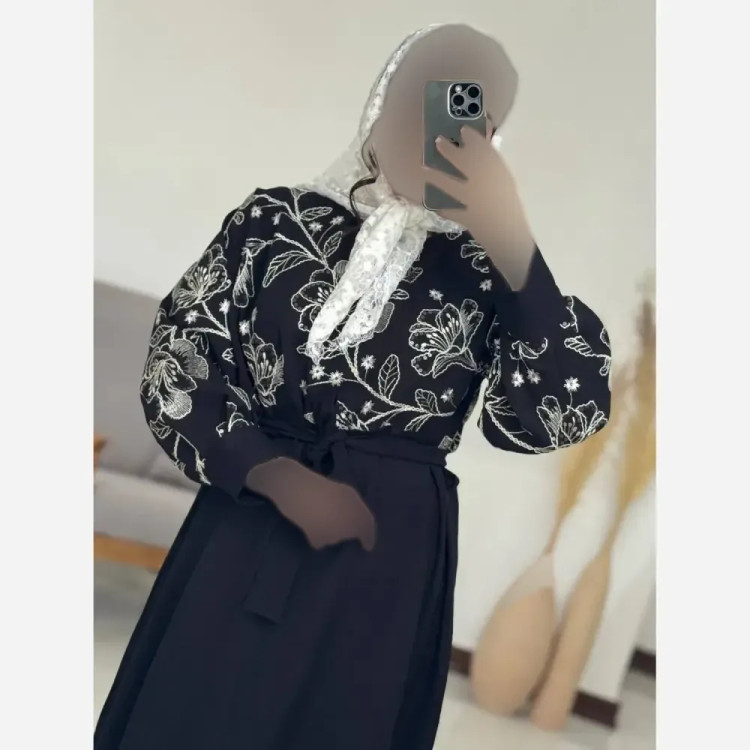 پیراهن بلند سوزندوزی لینن فری سایز زنانه