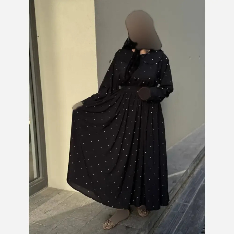 پیراهن پینترسی قلبی کرپ فلورا درجه یک مشکی فری سایز
