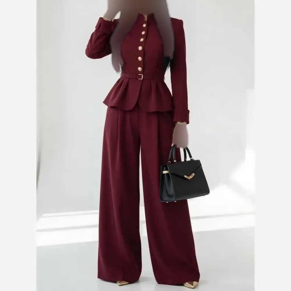 کت شلوار زنانه سارگل جنس سوپر مازراتی وارداتی با کمربند