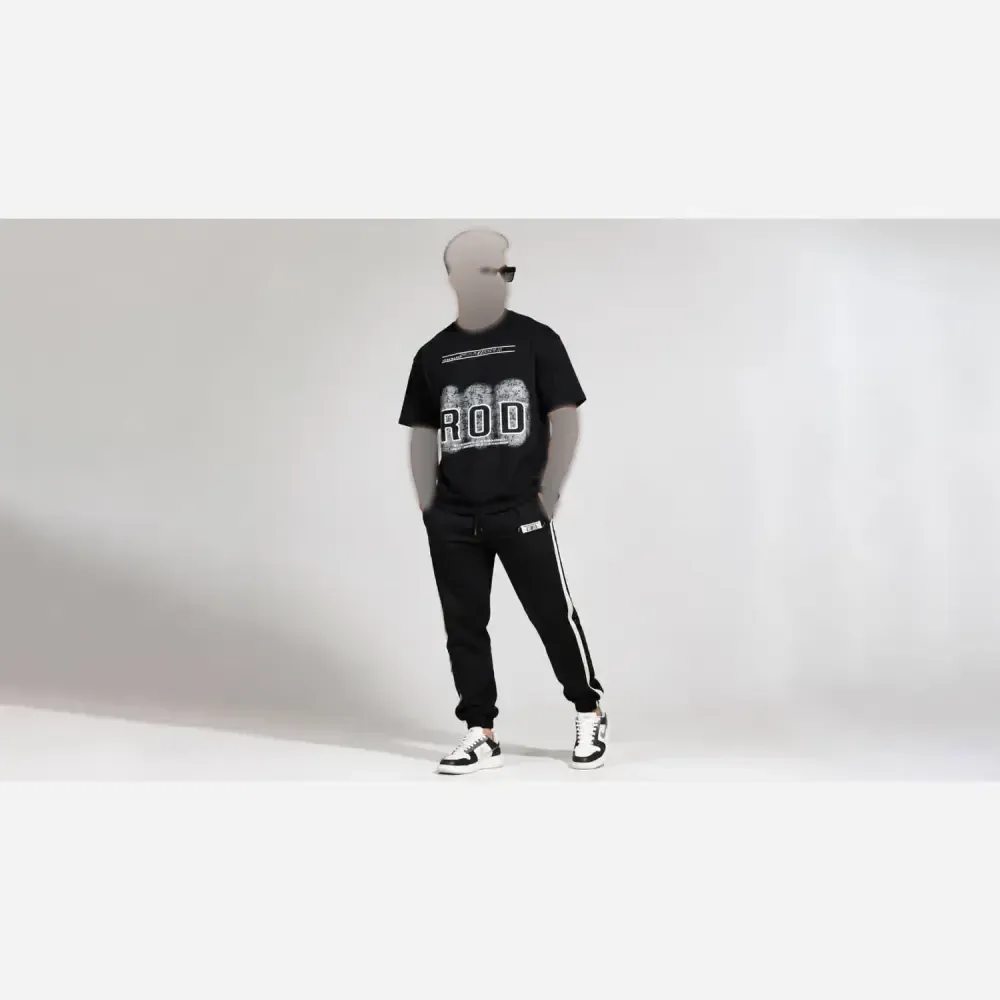 ست تیشرت شلوار اسپورت مشکی ROD پنبه سوپر اعلا سایز بزرگ Xxl و Xxxl