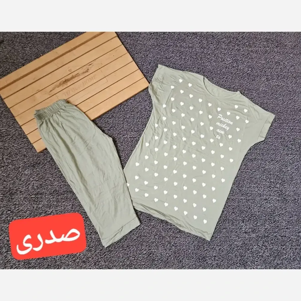 ست تیشرت شلوارک قلب ویسکوز فری سایز
