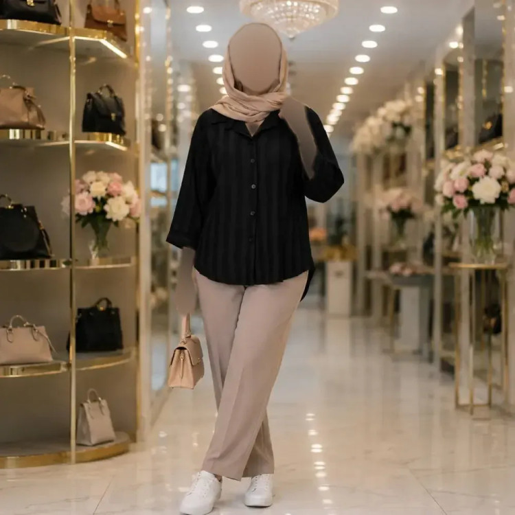 شومیز مانتویی شانتون گازوئیلی جیب دار فری سایز