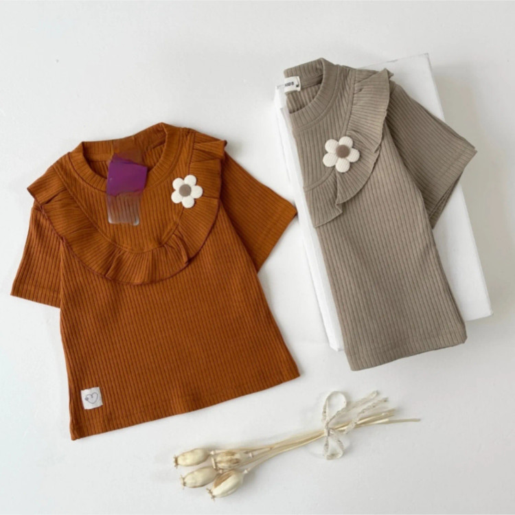 تیشرت پنبه کبریتی گلدار دخترانه 2 تا 8 سال