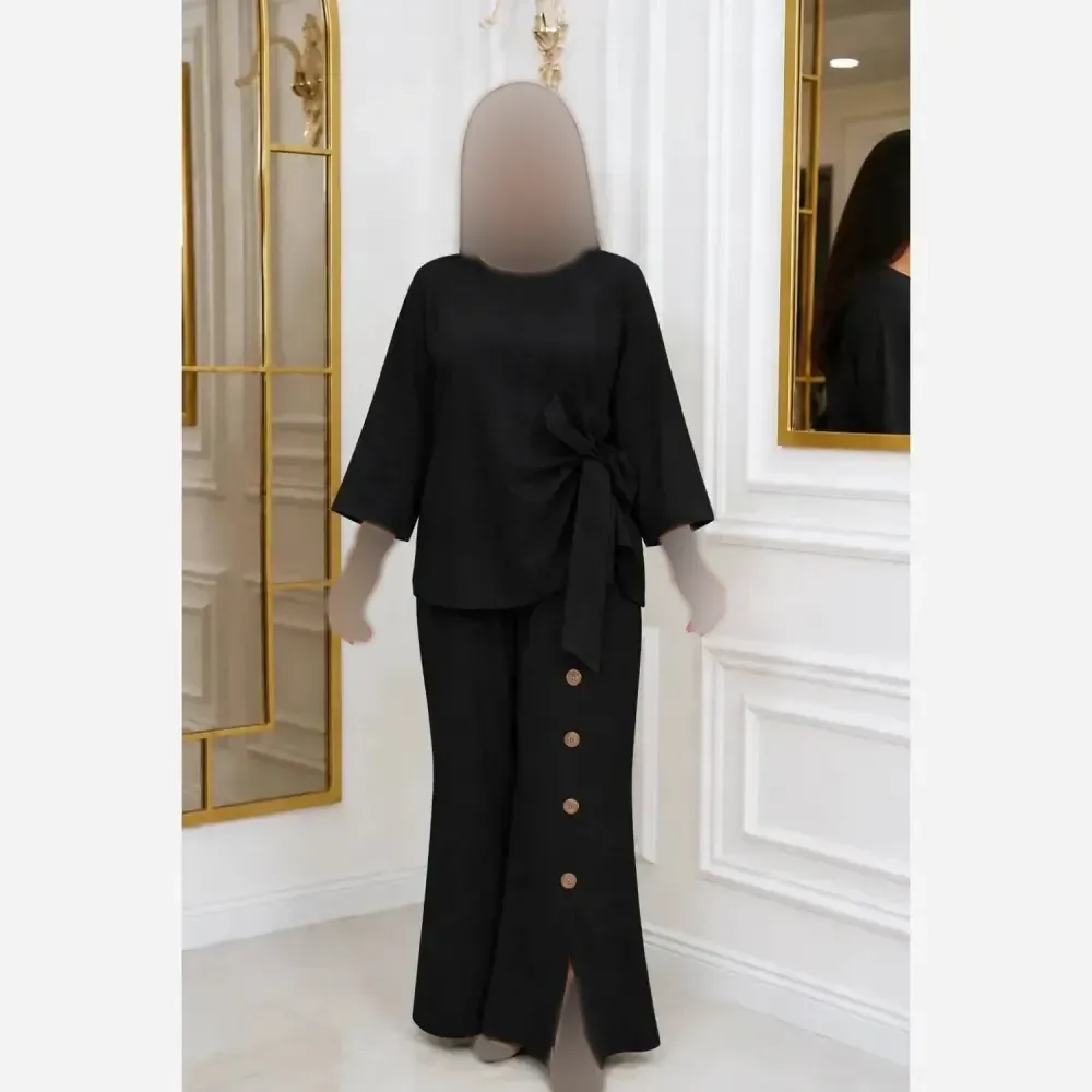 ست مانتو شلوار خنک تابستانی فری سایز تا 48