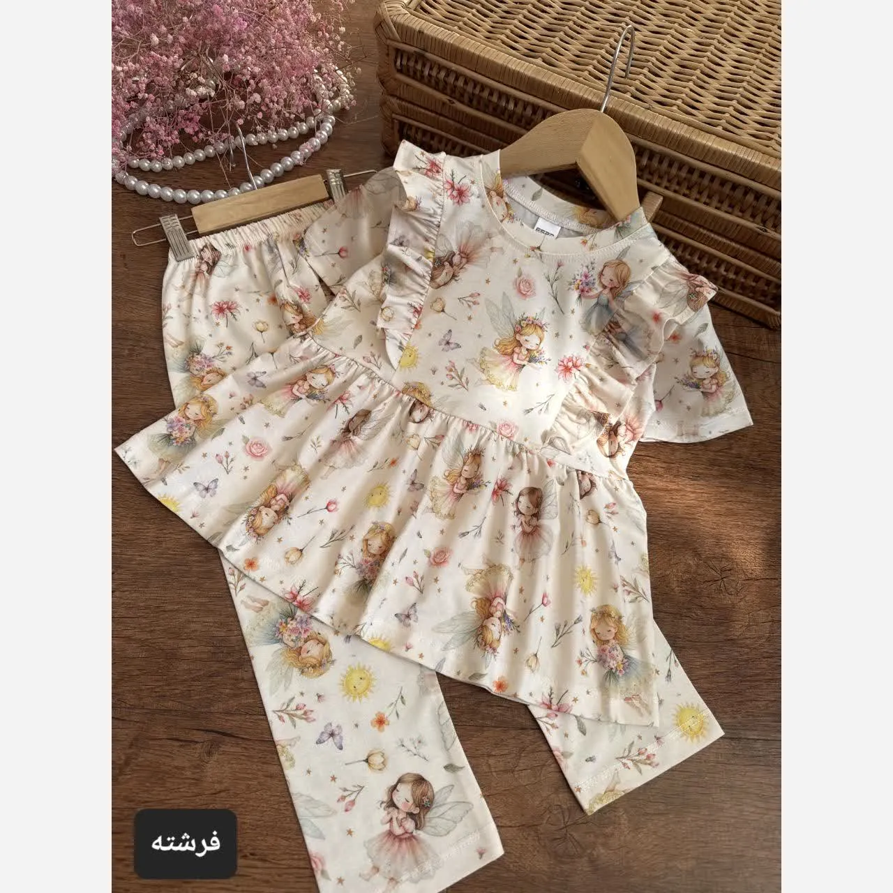 ست تیشرت و شلوار دخترانه پنبه یکرو سایز 40 تا 60