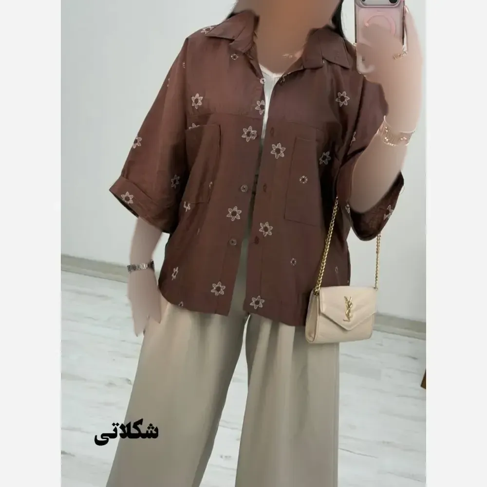 شومیز لارا پری شیشه ای درجه یک فری سایز 38 تا 46