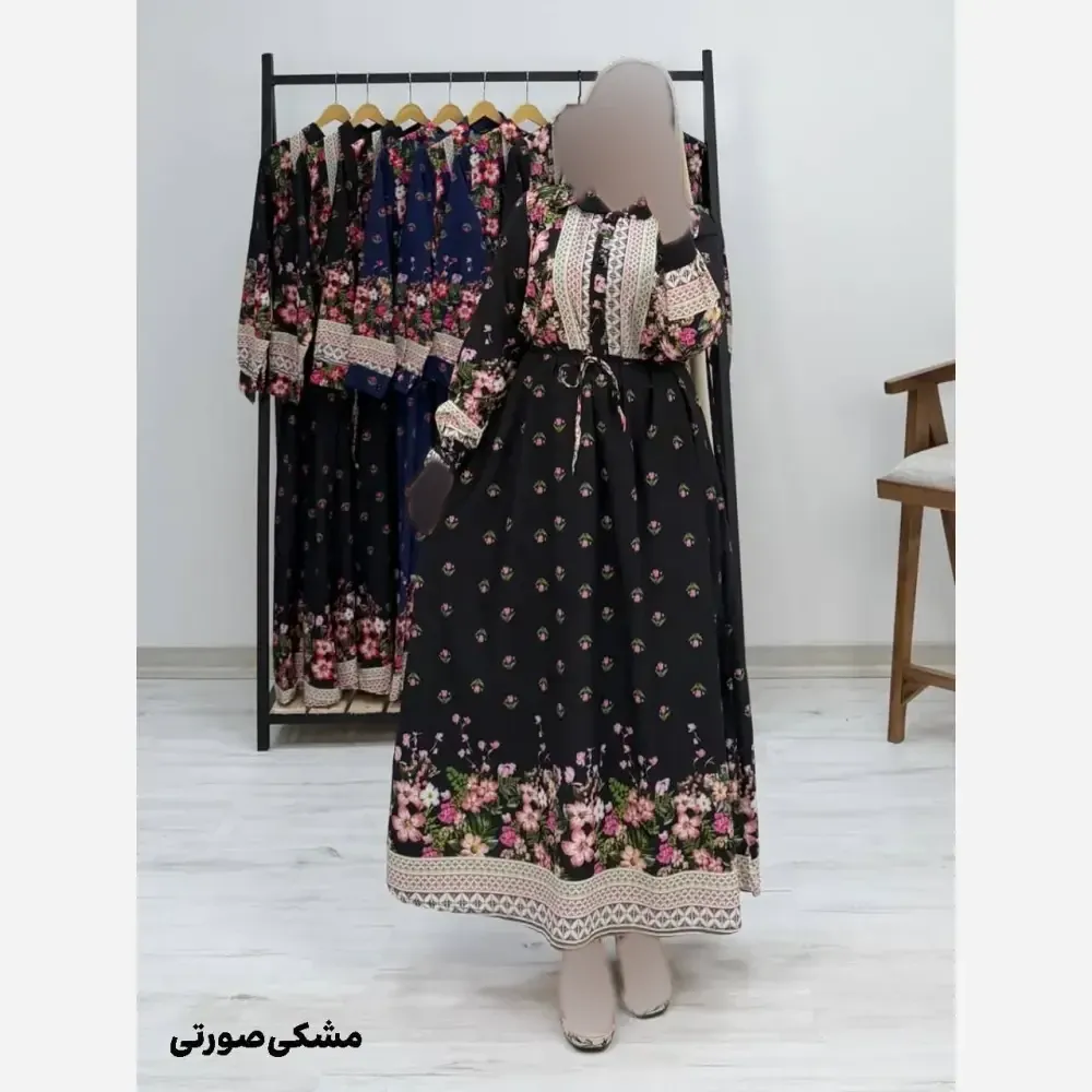 پیراهن ساحلی لاله فلور نخ زنانه فری سایز سورمهای مشکی قرمز مشکی صورتی
