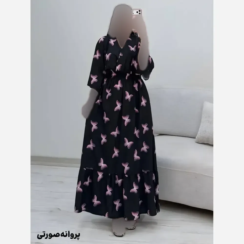 پیراهن ساحلی آیلار کرپ الیزه چاپی فری سایز 38 تا 46