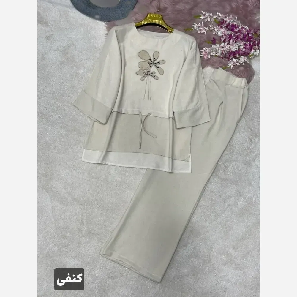 ست شومیز و شلوار لنین و شانتون مدل هایدی فری سایز 38 تا 46