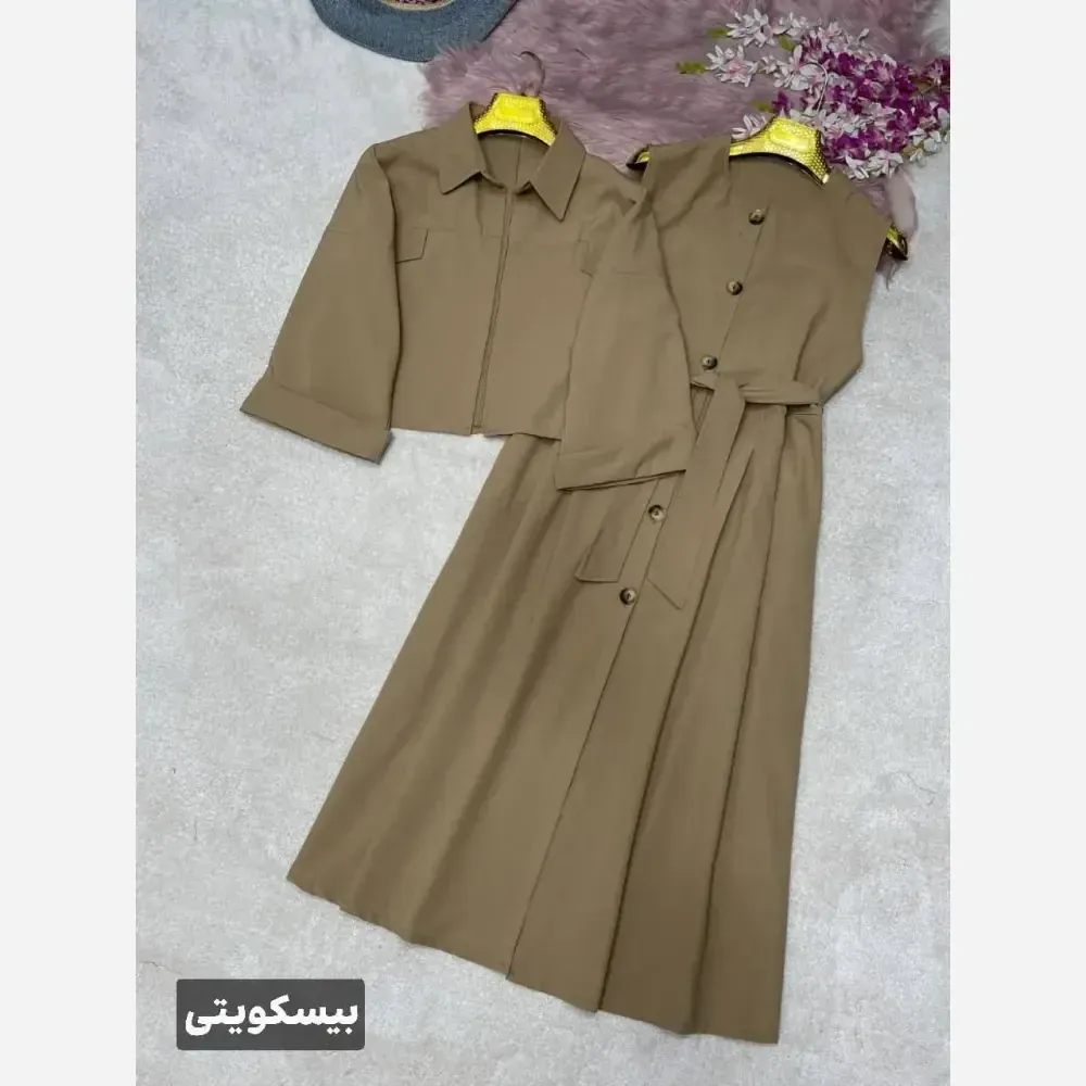 ست دوتیکه خاتون لنینت فری سایز 38 تا 46 مشکی نسکافه ای بیسکویتی