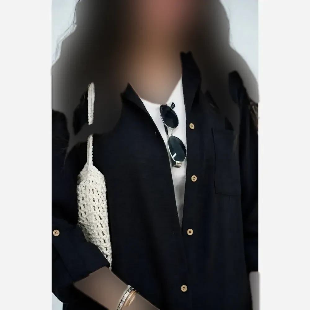 شومیز زنانه تک جیب بارانا فری سایز مشکی جنس صوفیا