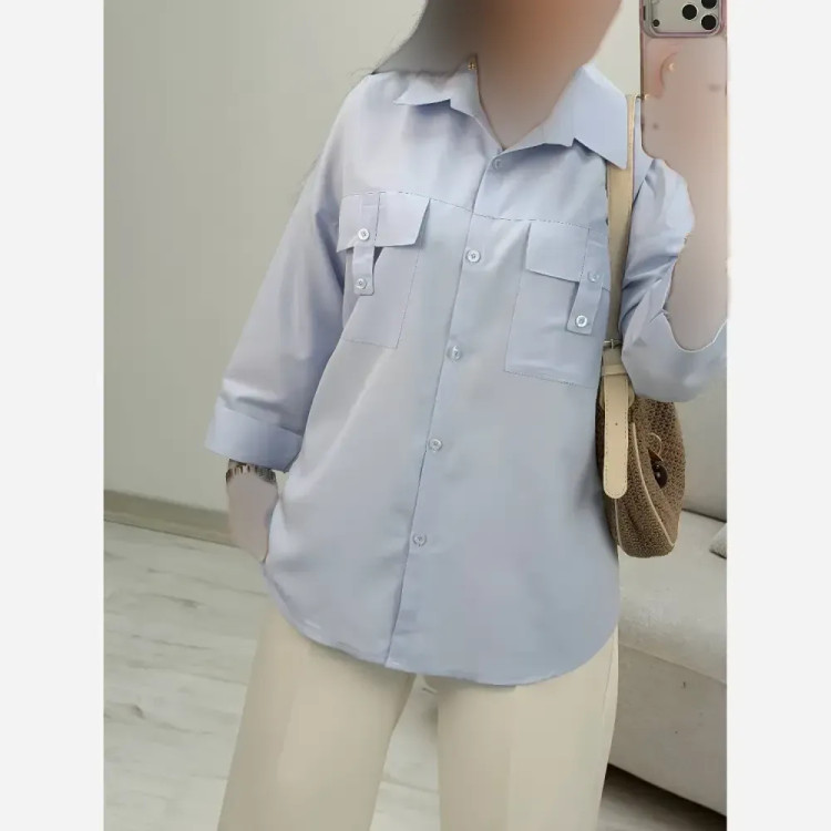 شومیز زنانه جیب صلیبی خنک و سبک فری سایز